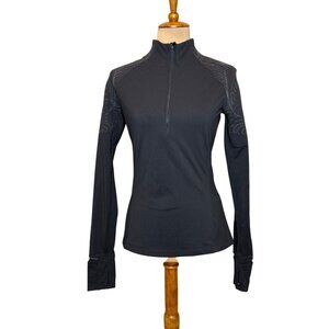 Lululemon Toasty Tech Black Long-Sleeve Half-Zip Pullover Shirt With Silver Acce